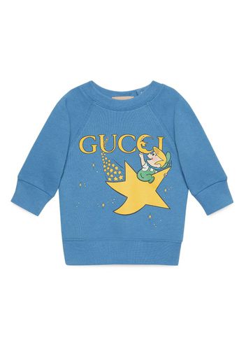 Gucci Kids Felpa in cotone con stampa - Blu