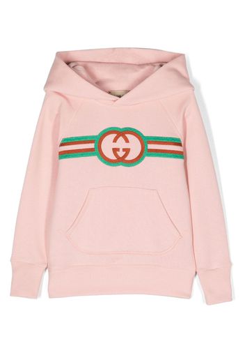 Gucci Kids logo-embroidered cotton hoodie - Rosa