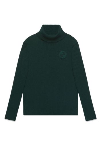 Gucci Kids logo-embroidered ribbed wool jumper - Verde