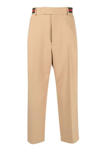 Gucci Web-stripe trim cropped trousers - Toni neutri