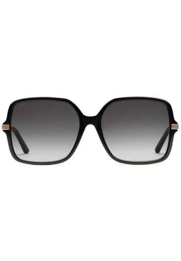 Gucci Eyewear Occhiali da sole squadrati con decorazione Web - Nero