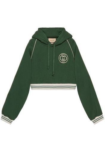 Gucci embroidered-logo cropped hoodie - Verde