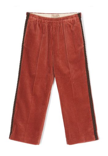 Gucci Kids logo-patch corduroy straight-leg trousers - Rosso