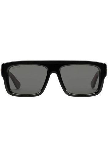 Gucci Eyewear Occhiali da sole squadrati con effetto tartarugato - Nero