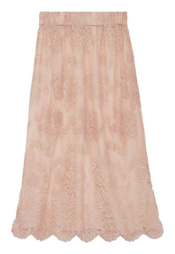Gucci Chantilly-lace midi skirt - Rosa