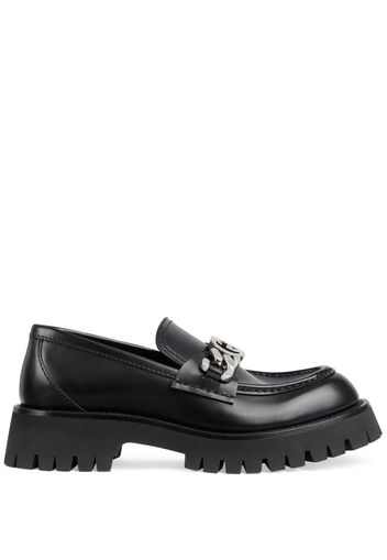 Gucci logo-chain leather loafers - Nero