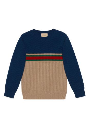 Gucci Kids Maglione con decorazione Web - Marrone