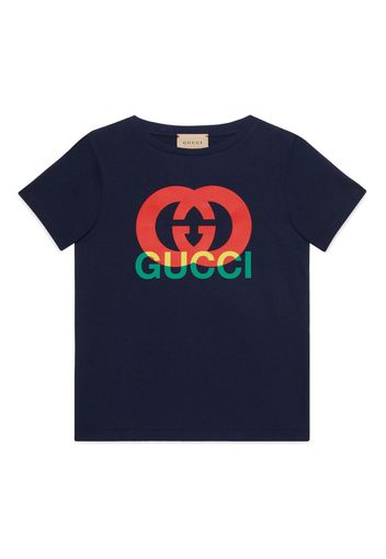 Gucci Kids Interlocking G cotton T-shirt - Blu