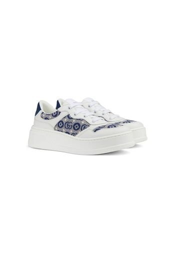 Gucci Kids Interlocking G leather platform sneakers - Bianco