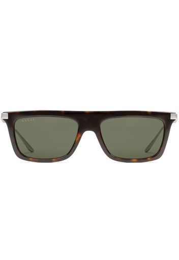 Gucci Eyewear Occhiali da sole squadrati con effetto tartarugato - Marrone