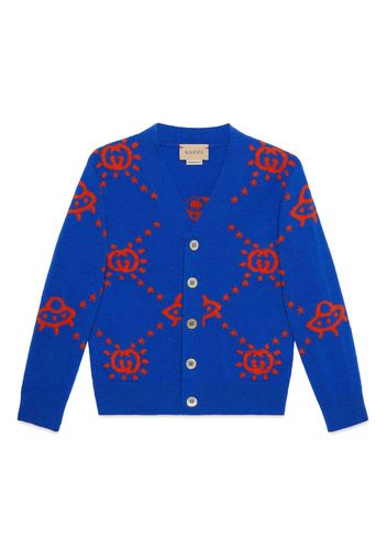 Gucci Kids Interlocking G-pattern wool cardigan - Blu