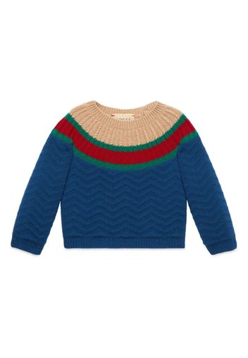 Gucci Kids stripe-detailing crew-neck jumper - Blu