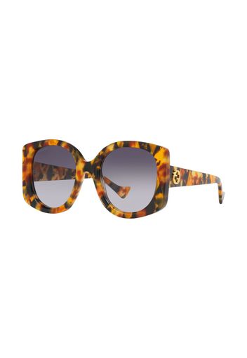 Gucci Eyewear Occhiali da sole oversize con effetto tartarugato - Marrone