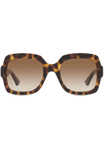 Gucci Eyewear Occhiali da sole squadrati con effetto tartarugato - Marrone