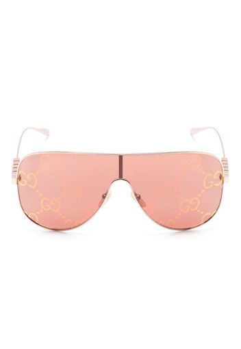 Gucci Eyewear logo-lettering mask-frame sunglasses - Rosa