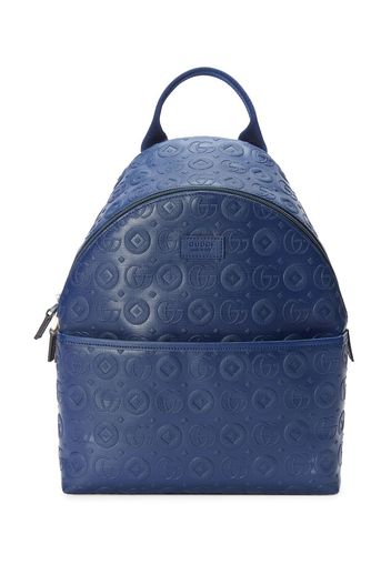 Gucci Kids Interlocking G logo leather backpack - Blu