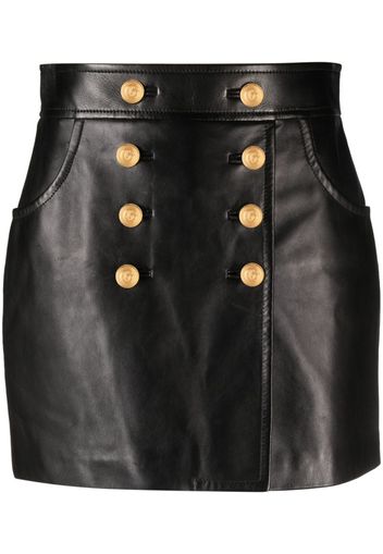 Gucci button-detail leather miniskirt - Nero