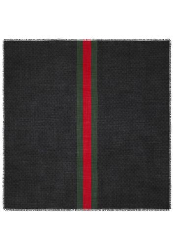 Gucci Web-stripe trim wool shawl - Nero