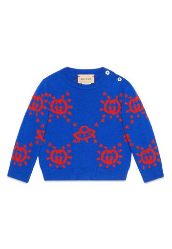 Gucci Kids Interlocking G logo intarsia-knit jumper - Blu