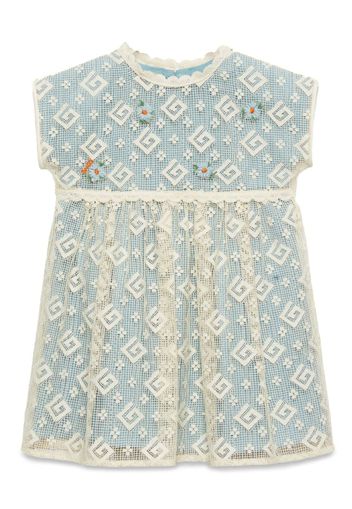 Gucci Kids GG macramé-detail cotton dress - Blu