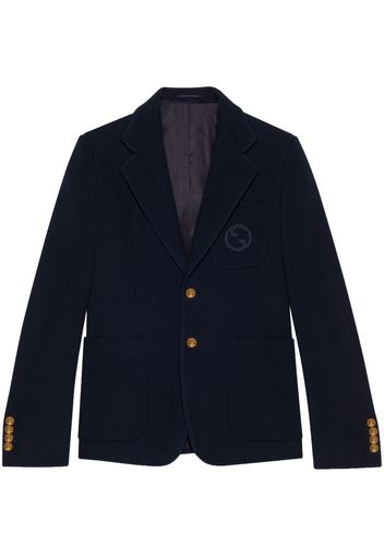 Gucci GG logo-patch jersey-knit blazer - Blu