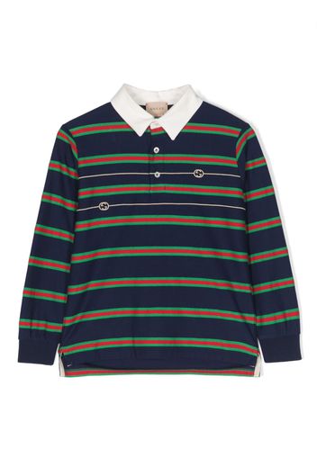 Gucci Kids Interlocking G Web-stripe polo shirt - Blu