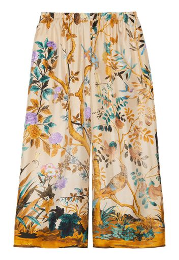 Gucci Tian-print silk palazzo trousers - Toni neutri