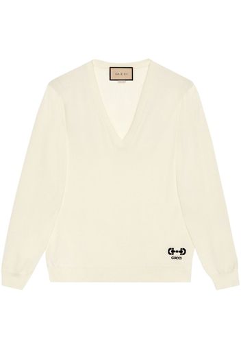 Gucci GG V-neck wool jumper - Bianco