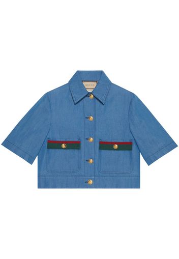 Gucci Web-detail denim shirt - Blu