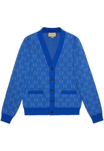 Gucci logo-jacquard wool cardigan - Blu