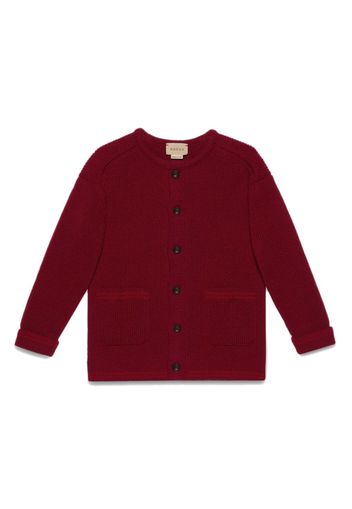 Gucci Kids logo-embroidered wool cardigan - Rosso