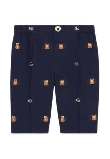 Gucci Kids Pantalone in lana con Doppia G - Blu