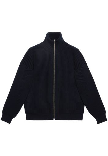 Gucci logo-embroidered zipped knitted jacket - Blu