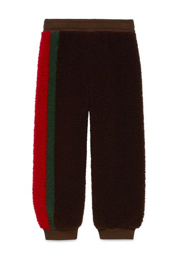 Gucci Kids Web faux-shearling track pants - Marrone