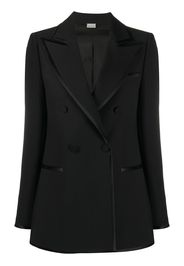 double-breasted contrast-trim blazer