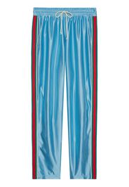 Gucci Pantaloni sportivi con decorazione Web - Blu
