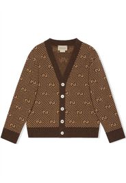 Gucci Kids GG stripe wool cardigan - Marrone