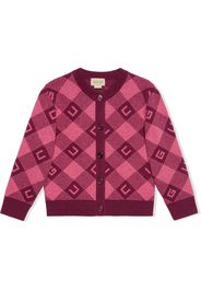 Gucci Kids intarsia-check logo cardigan - Rosa