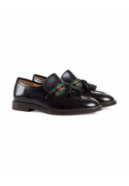 Gucci Kids Web-stripe leather loafers - Nero