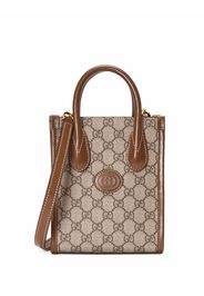 Gucci Borsa tote con logo GG - Marrone