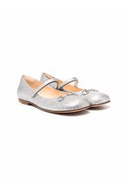 Gucci Kids glitter horsebit-detail ballerina shoes - Argento
