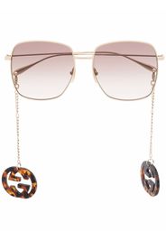 Gucci Eyewear GG-pendant square-frame sunglasses - Oro