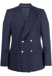 Gucci Horsebit-print double-breasted wool blazer - Blu