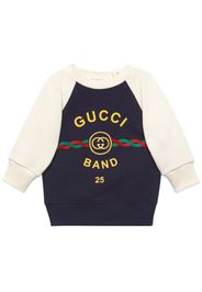 Gucci Kids logo-embroidered cotton sweatshirt - Blu