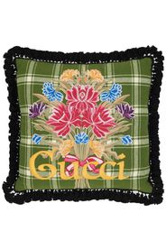 Gucci embroidered bouquet wool cushion - Verde