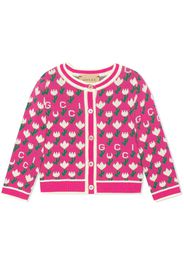 Gucci Kids Cardigan a fiori jacquard - Rosa