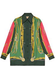 Gucci Harness-print silk shirt - Verde