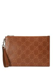 Gucci Pouch GG goffrata - Marrone