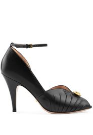 Gucci logo-plaque 95mm leather sandals - Nero