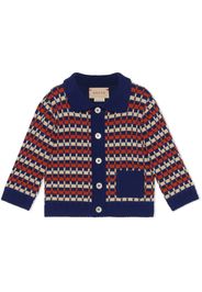 Gucci Kids striped tuck-stitch cotton cardigan - Blu